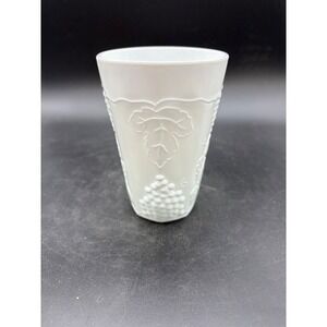 Vintage Milk Glass Tumbler With Grapes & Leaves